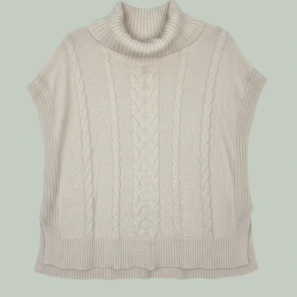 Banana Republic sleeveless cable-knit cowl-neck sweater vest ioff-white/ivory M